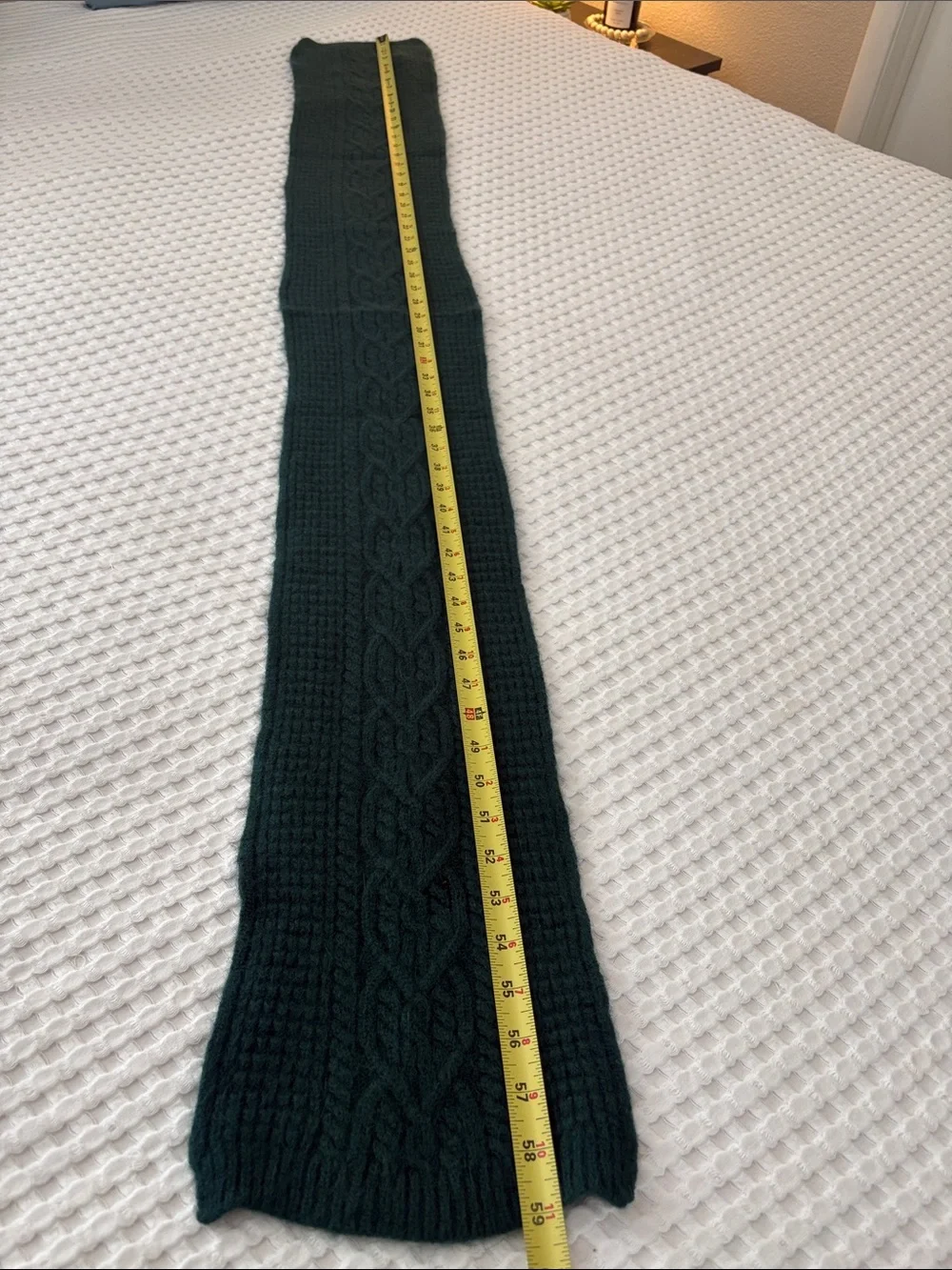 Lauren Ralph Lauren Lambswool Soft Dark Green Cable Knit Scarf SZ OS
